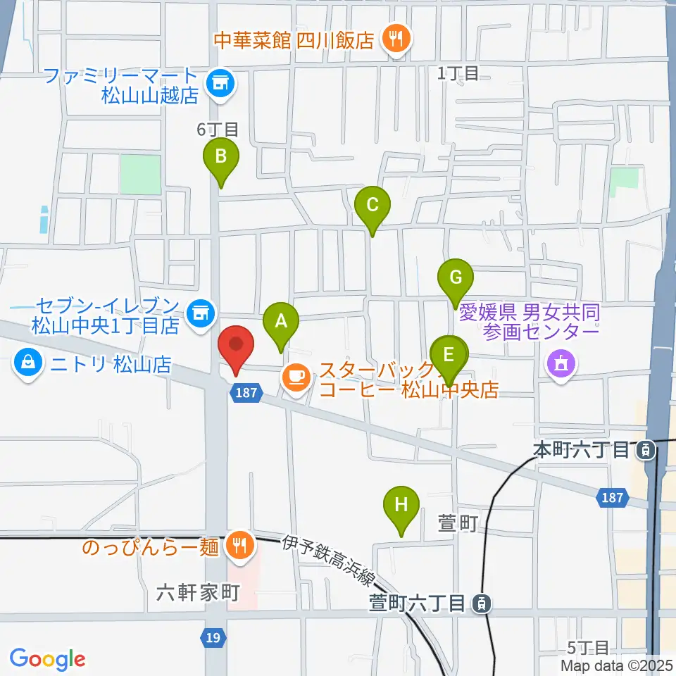 松山TSUTAYA中央店周辺の駐車場・コインパーキング一覧地図
