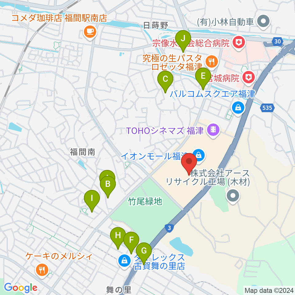 HMVイオンモール福津周辺の駐車場・コインパーキング一覧地図