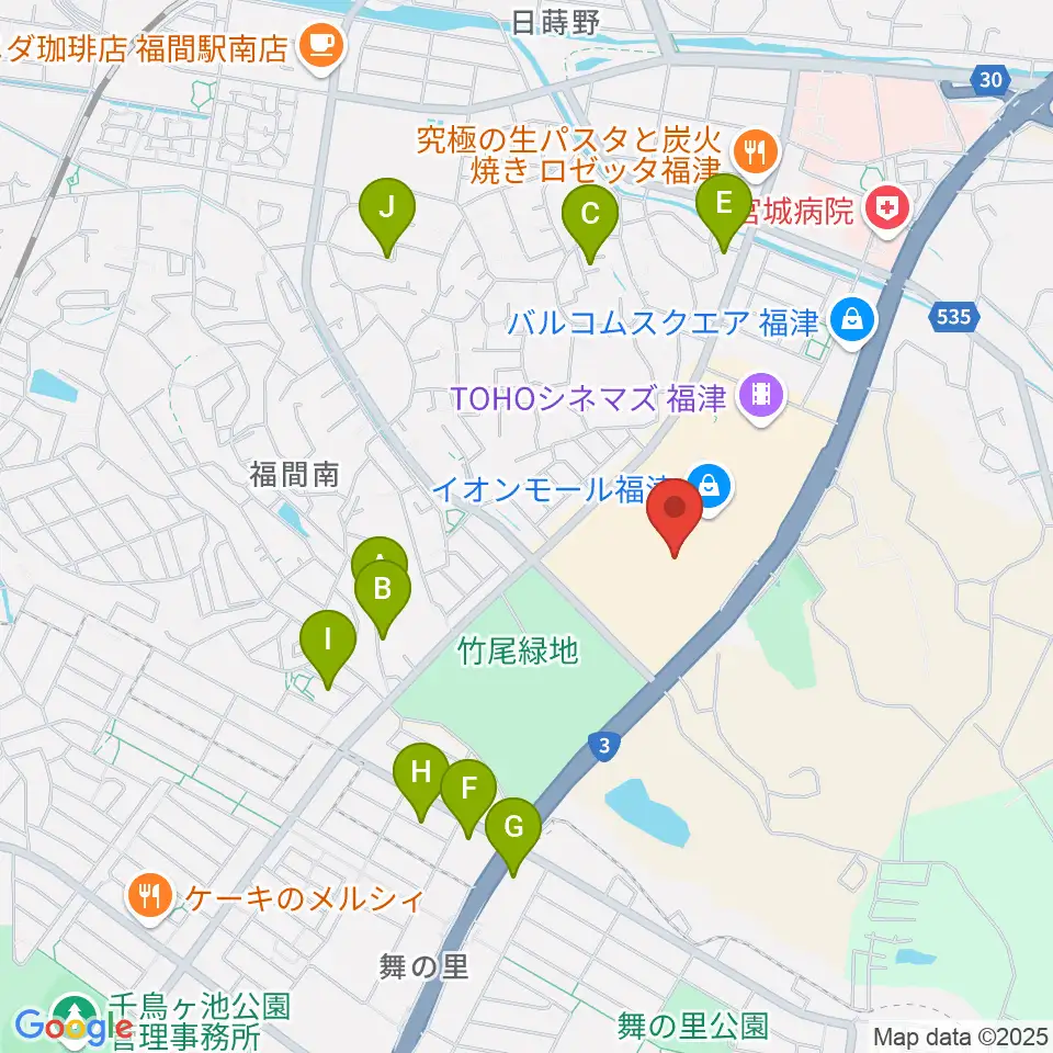 HMVイオンモール福津周辺の駐車場・コインパーキング一覧地図