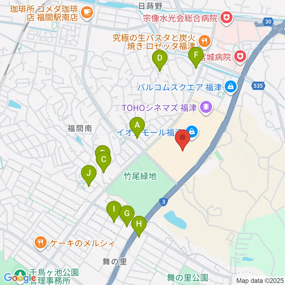 HMVイオンモール福津周辺の駐車場・コインパーキング一覧地図