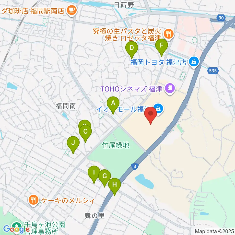 HMVイオンモール福津周辺の駐車場・コインパーキング一覧地図