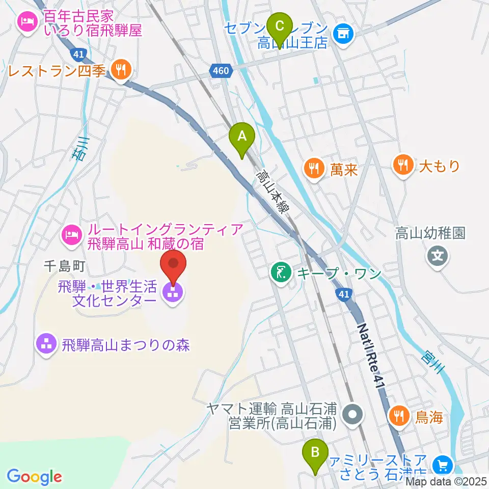 飛騨芸術堂周辺の駐車場・コインパーキング一覧地図