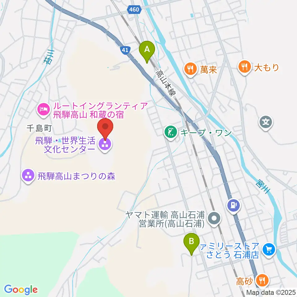 飛騨・世界生活文化センター ミニシアター周辺の駐車場・コインパーキング一覧地図