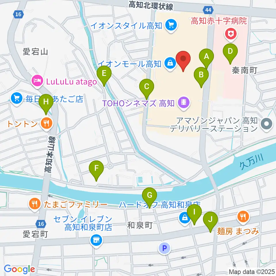 HMVイオンモール高知周辺の駐車場・コインパーキング一覧地図