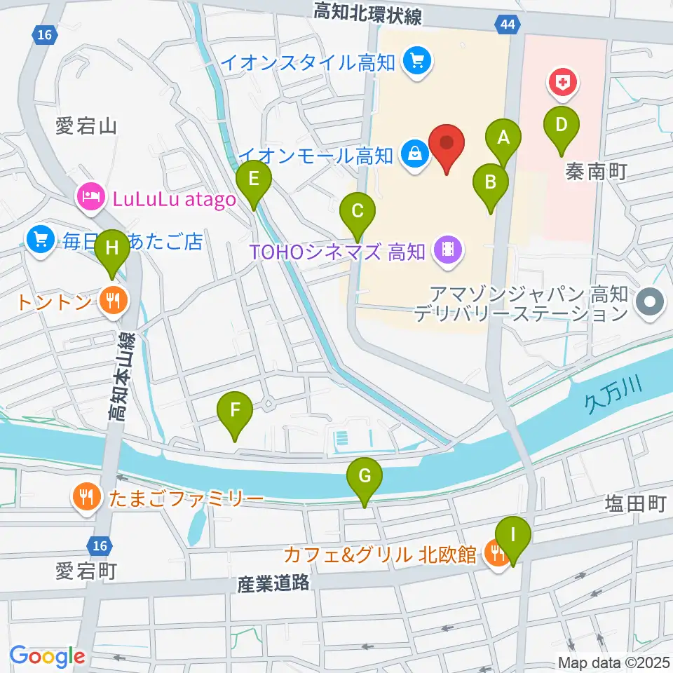 HMVイオンモール高知周辺の駐車場・コインパーキング一覧地図