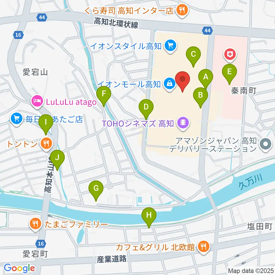 HMVイオンモール高知周辺の駐車場・コインパーキング一覧地図