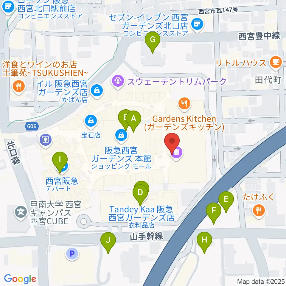 HMV阪急西宮ガーデンズ周辺の駐車場・コインパーキング一覧地図