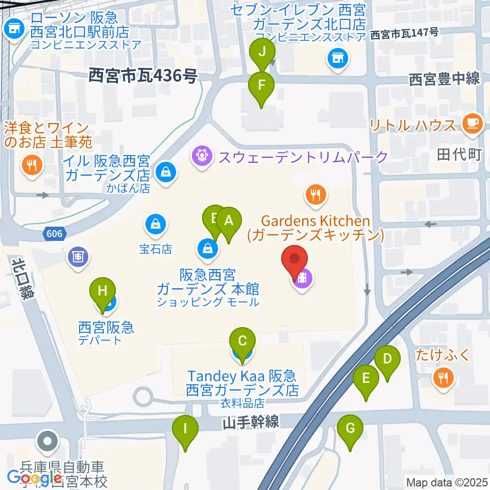 HMV阪急西宮ガーデンズ周辺の駐車場・コインパーキング一覧地図