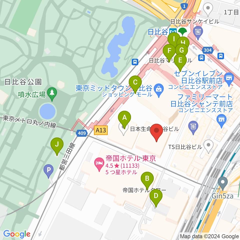 東京宝塚劇場周辺の駐車場・コインパーキング一覧地図