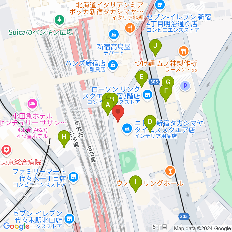 紀伊國屋サザンシアターTAKASHIMAYA周辺の駐車場・コインパーキング一覧地図