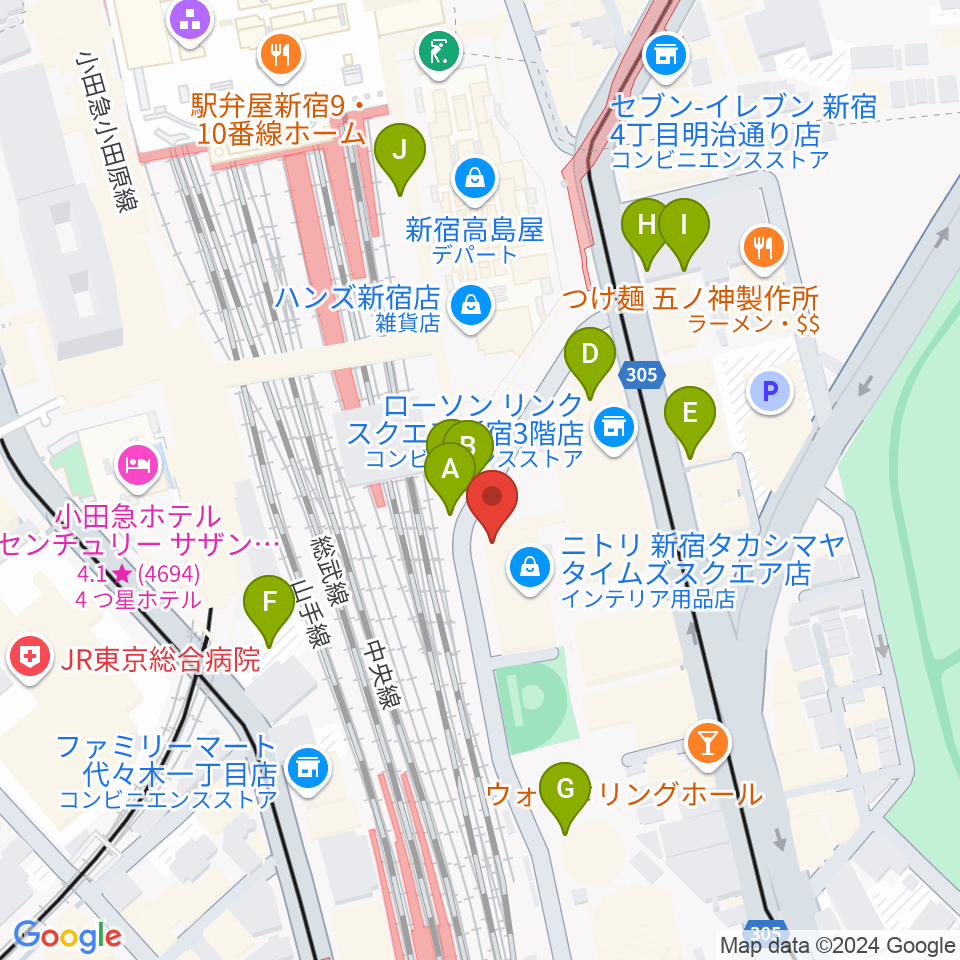 紀伊國屋サザンシアターTAKASHIMAYA周辺の駐車場・コインパーキング一覧地図