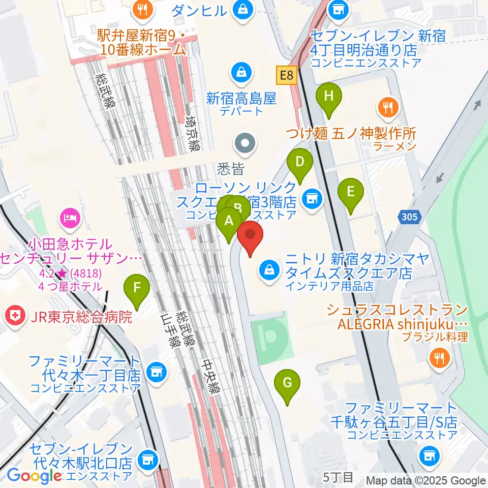 紀伊國屋サザンシアターTAKASHIMAYA周辺の駐車場・コインパーキング一覧地図