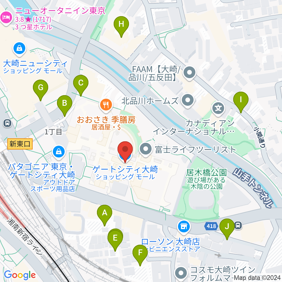 ゲートシティホール＆ルーム周辺の駐車場・コインパーキング一覧地図