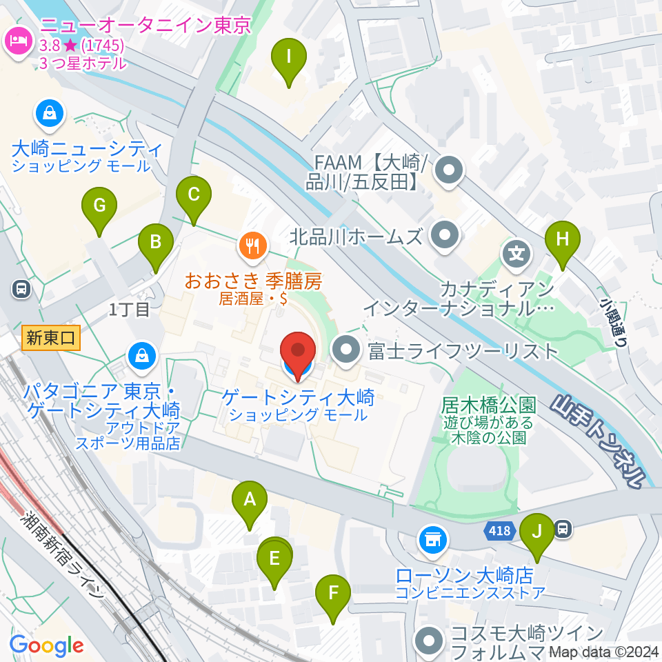 ゲートシティホール＆ルーム周辺の駐車場・コインパーキング一覧地図