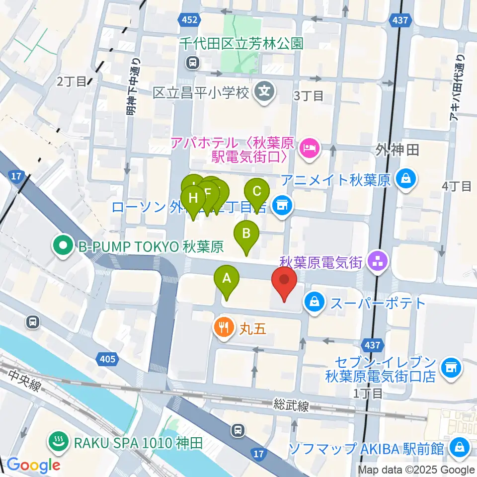 AKIBAカルチャーズ劇場周辺の駐車場・コインパーキング一覧地図