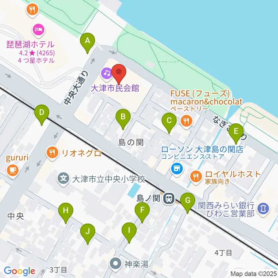 大津市民会館周辺の駐車場・コインパーキング一覧地図