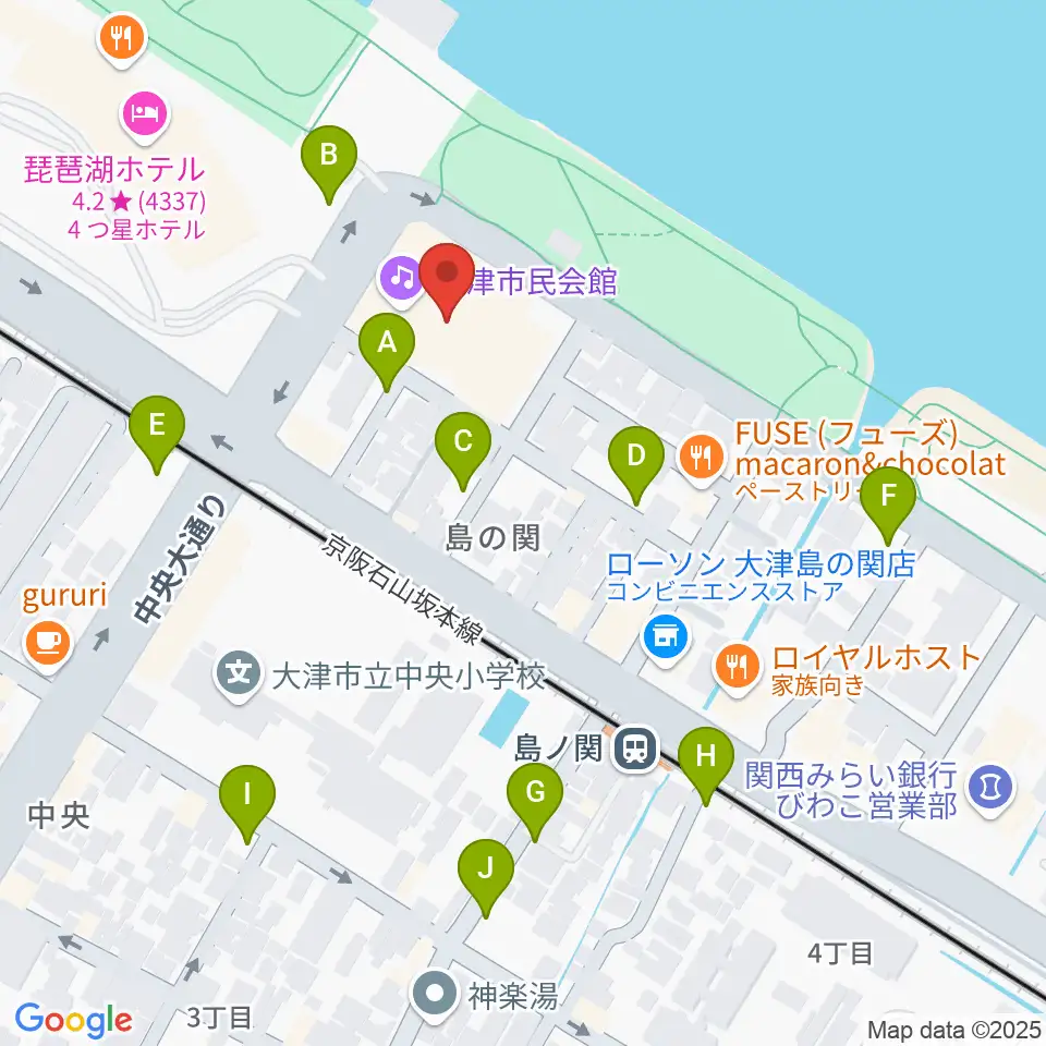 大津市民会館周辺の駐車場・コインパーキング一覧地図