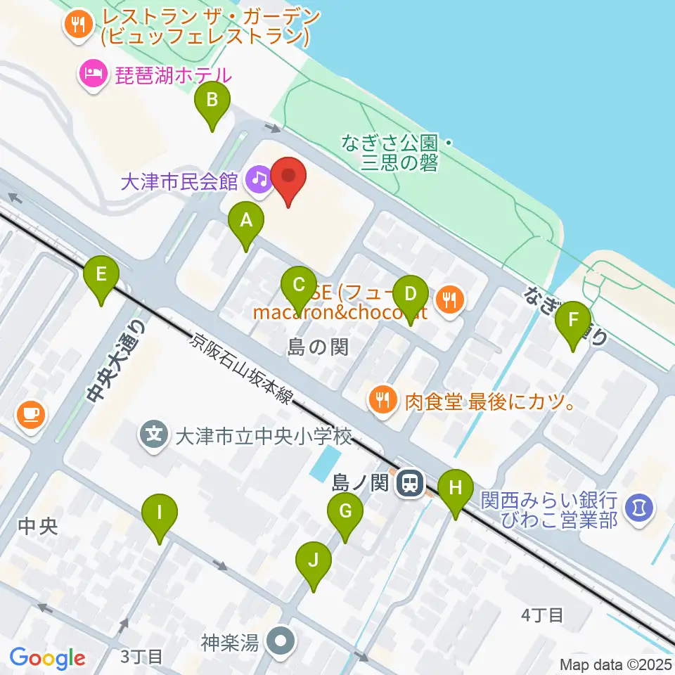 大津市民会館周辺の駐車場・コインパーキング一覧地図