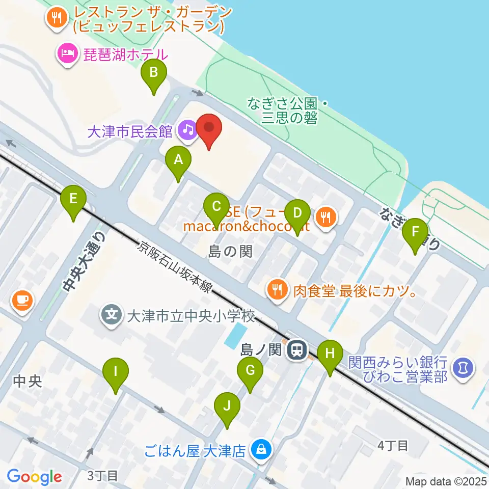 大津市民会館周辺の駐車場・コインパーキング一覧地図