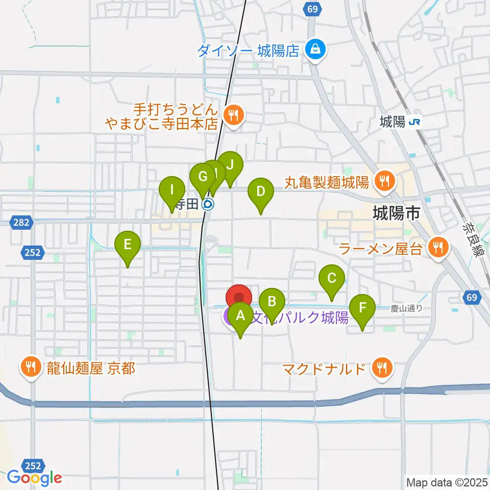 文化パルク城陽周辺の駐車場・コインパーキング一覧地図