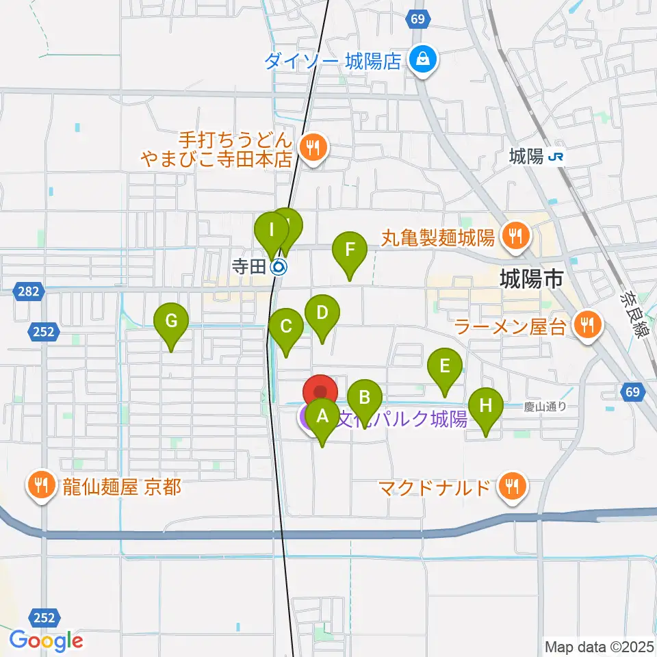 文化パルク城陽周辺の駐車場・コインパーキング一覧地図