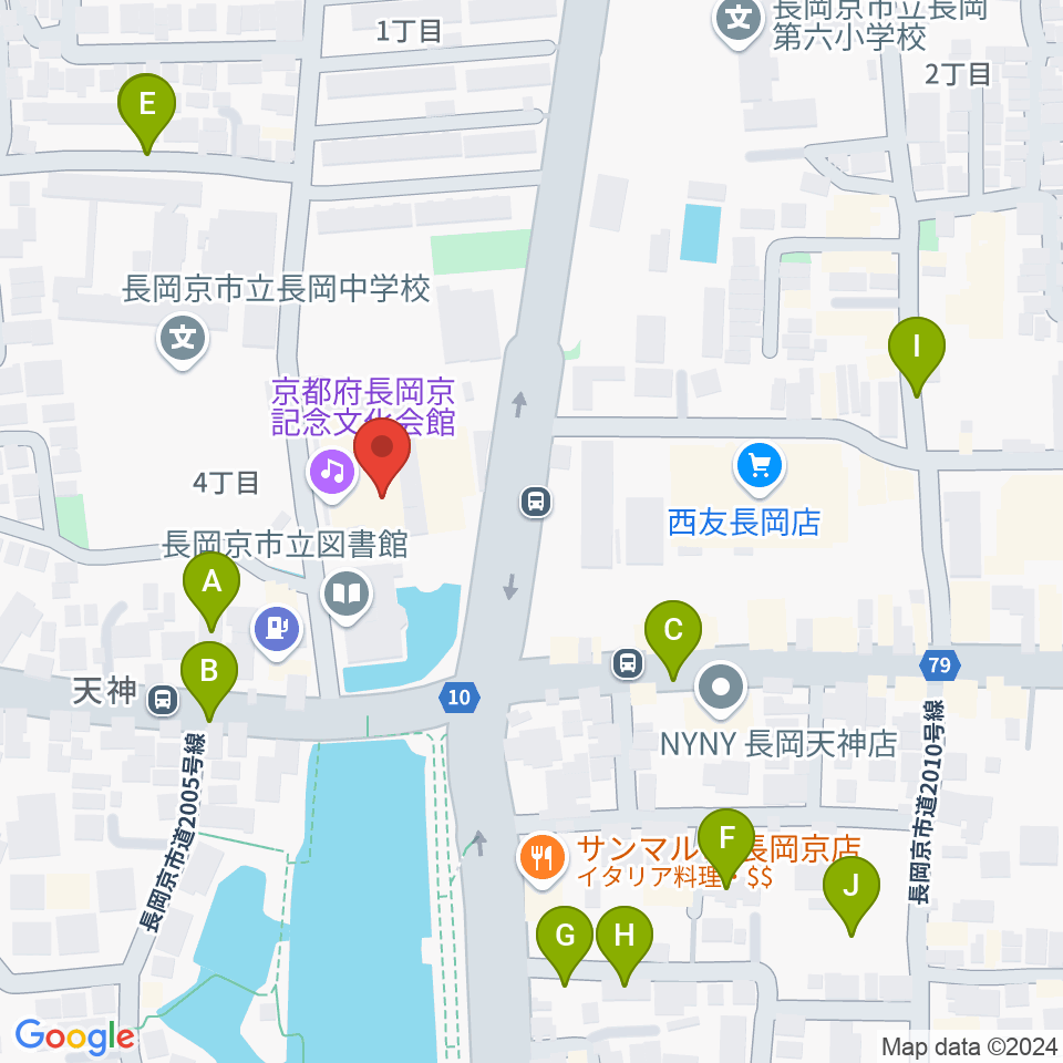 京都府長岡京記念文化会館周辺の駐車場・コインパーキング一覧地図