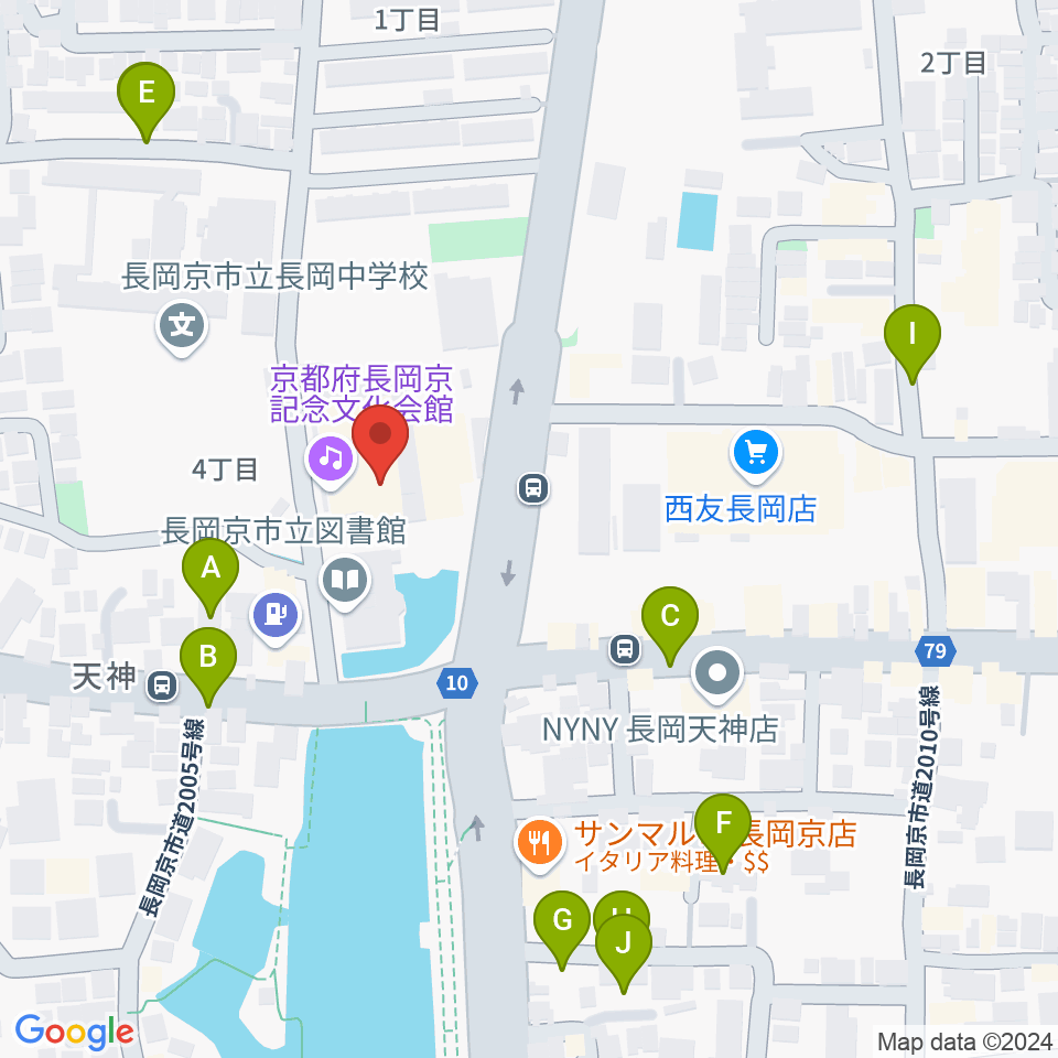 京都府長岡京記念文化会館周辺の駐車場・コインパーキング一覧地図