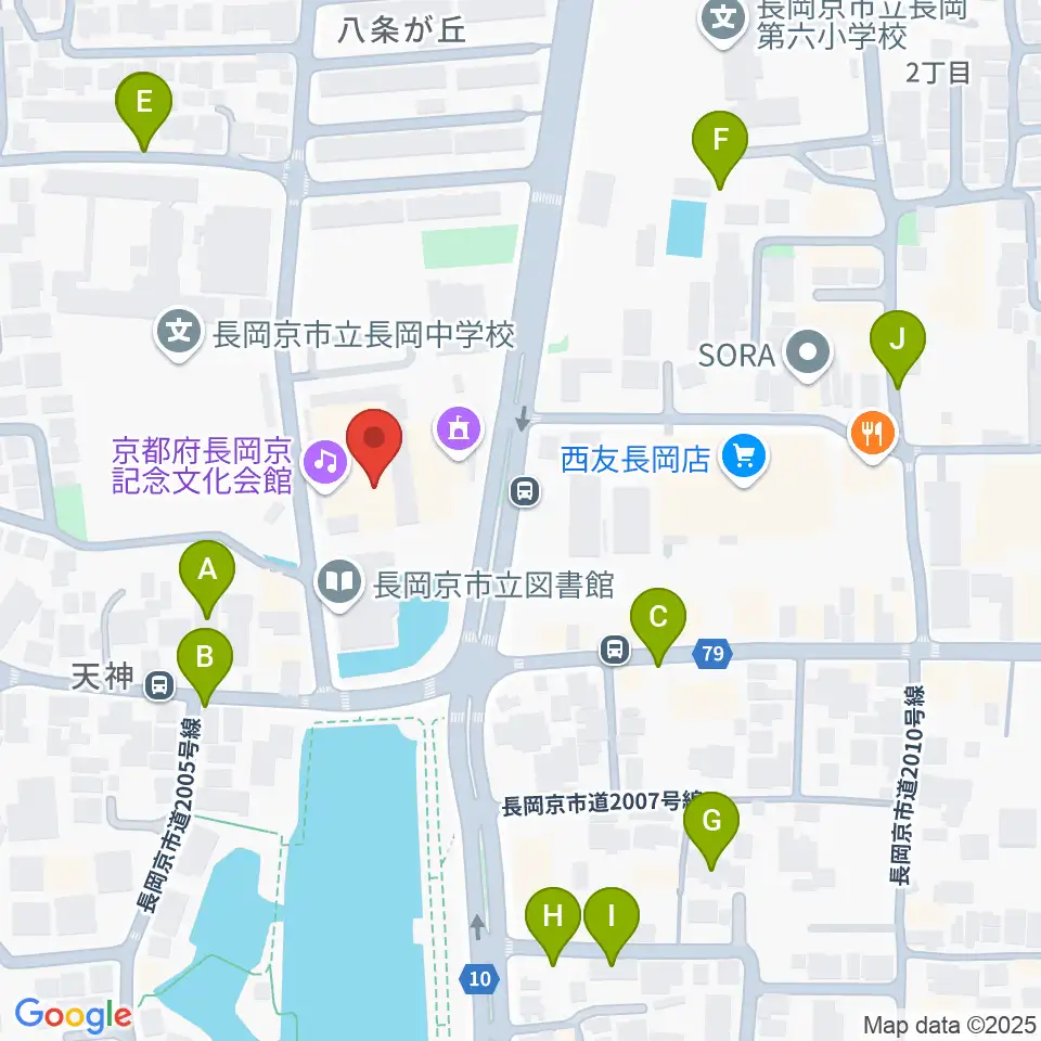 京都府長岡京記念文化会館周辺の駐車場・コインパーキング一覧地図