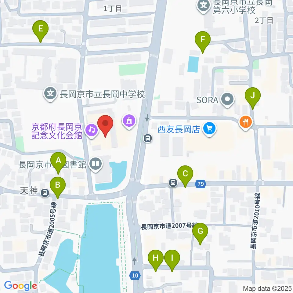 京都府長岡京記念文化会館周辺の駐車場・コインパーキング一覧地図