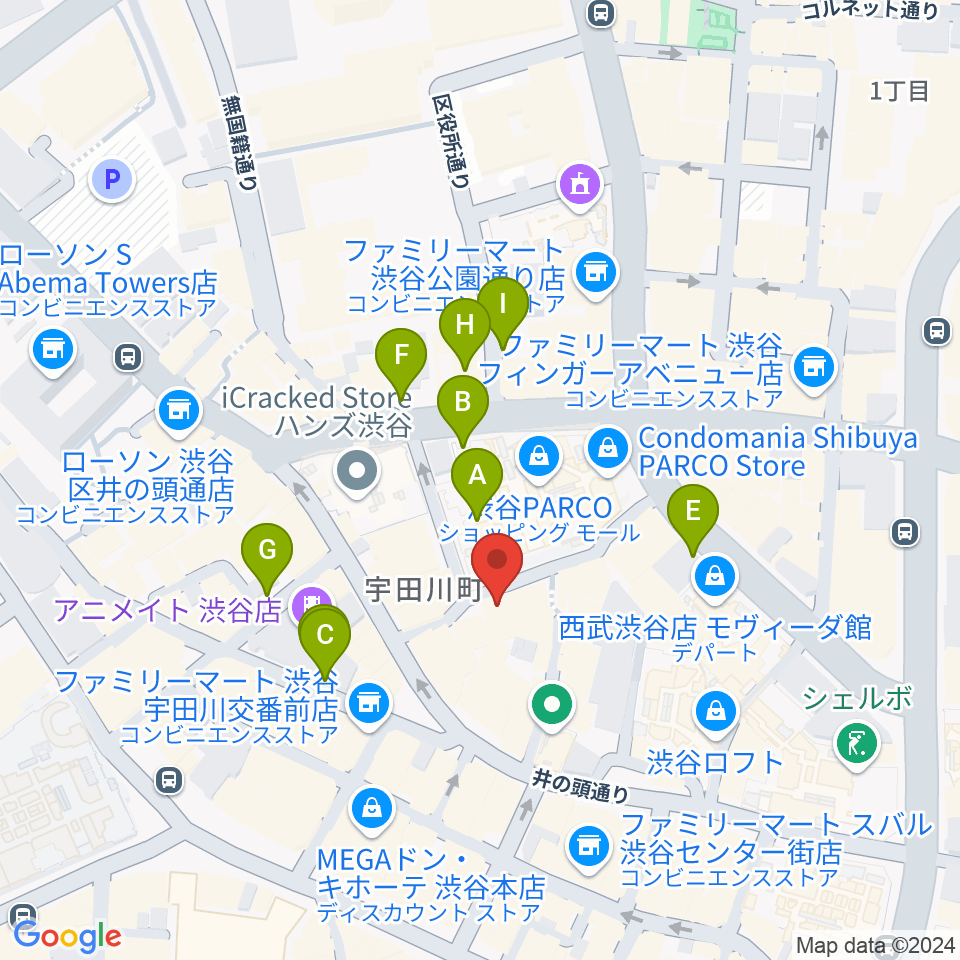 渋谷GARRET周辺の駐車場・コインパーキング一覧地図