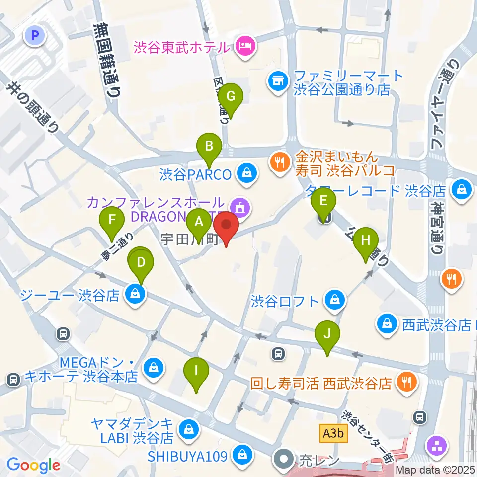 渋谷GARRET周辺の駐車場・コインパーキング一覧地図