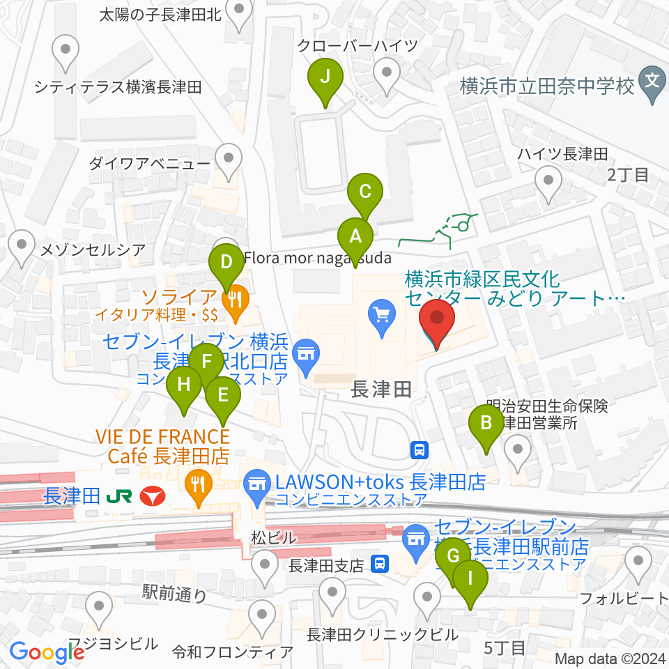みどりアートパーク（横浜市緑区民文化センター）周辺の駐車場・コインパーキング一覧地図