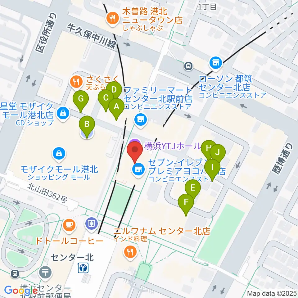 横浜YTJホール周辺の駐車場・コインパーキング一覧地図