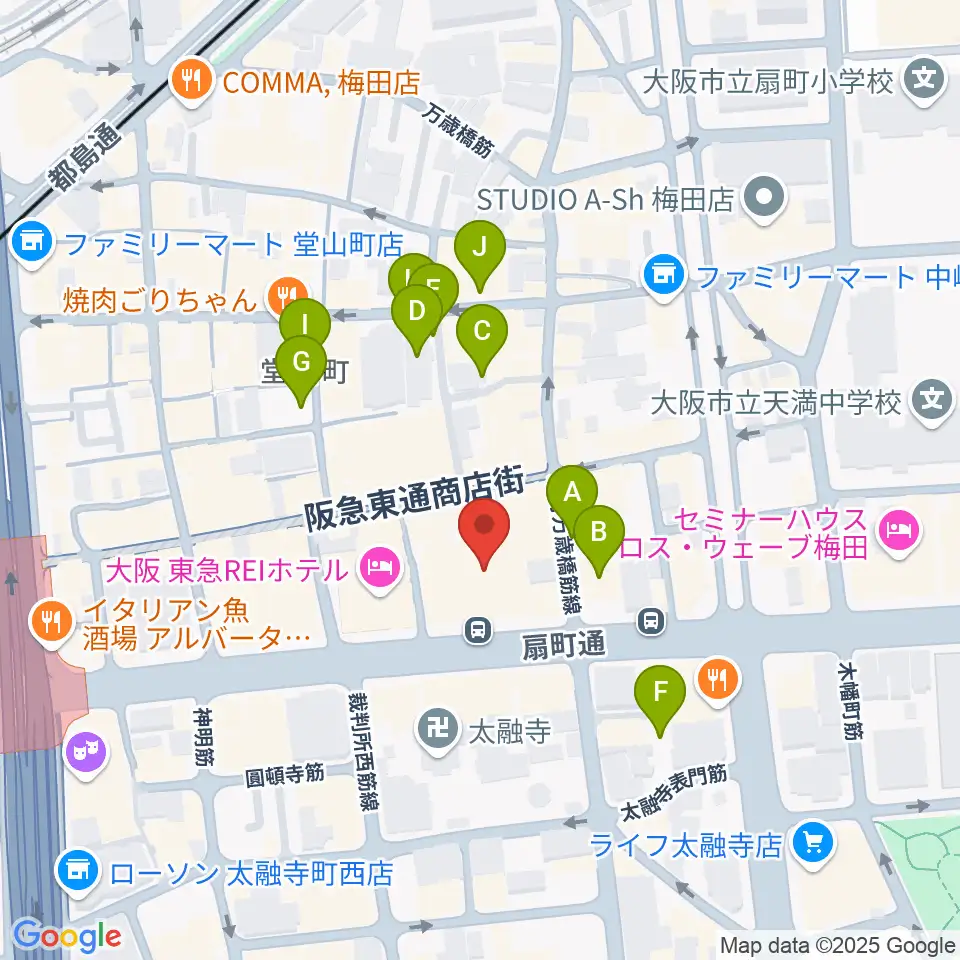 梅田Zeela周辺の駐車場・コインパーキング一覧地図