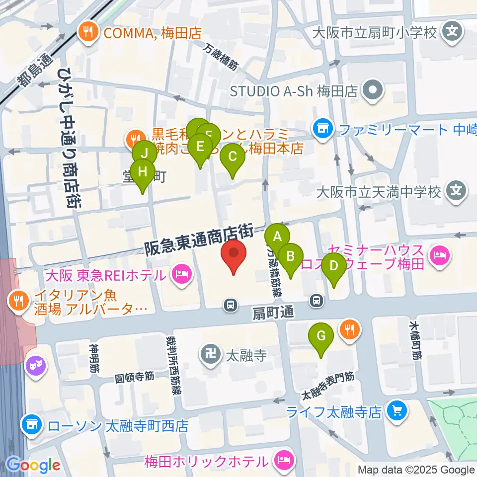 梅田Zeela周辺の駐車場・コインパーキング一覧地図