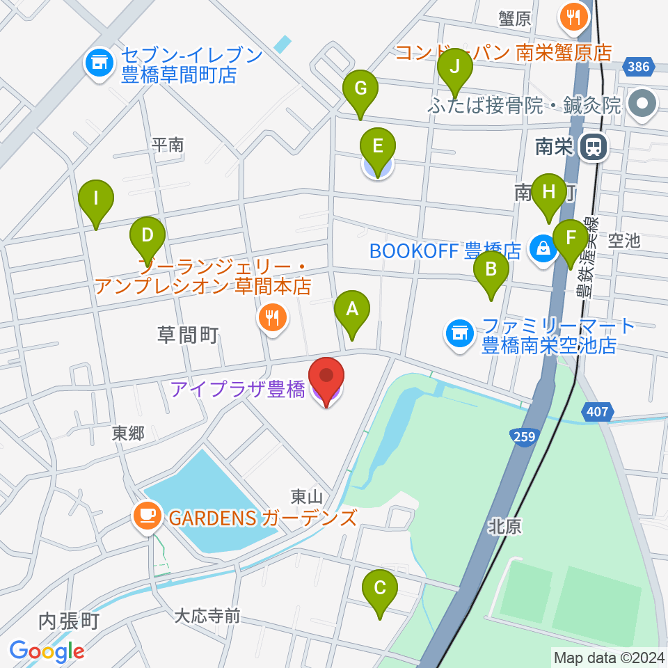 アイプラザ豊橋周辺の駐車場・コインパーキング一覧地図