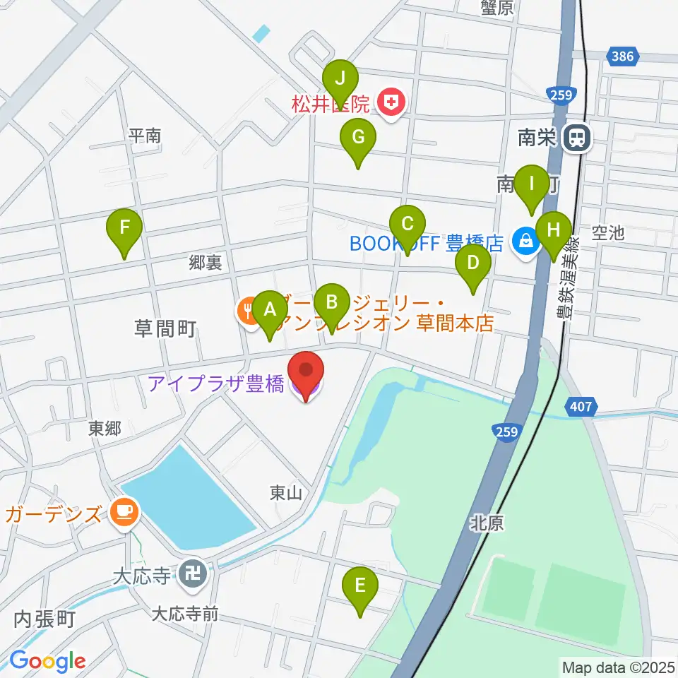 アイプラザ豊橋周辺の駐車場・コインパーキング一覧地図