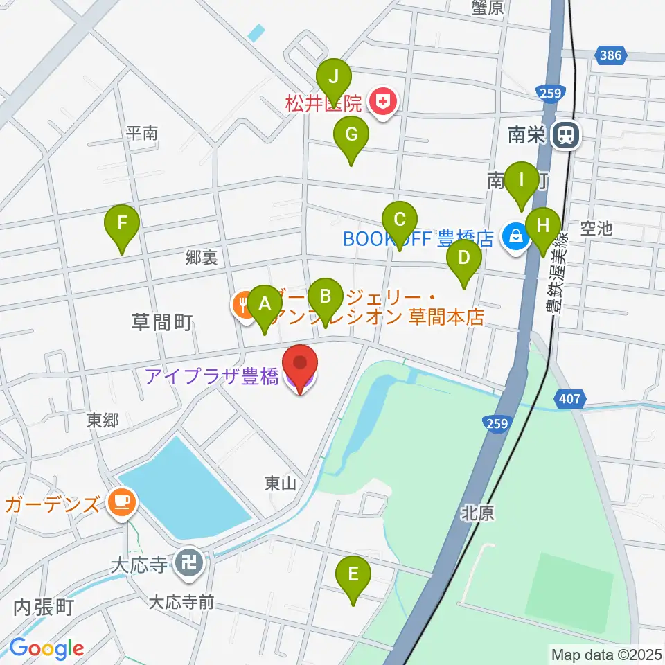 アイプラザ豊橋周辺の駐車場・コインパーキング一覧地図