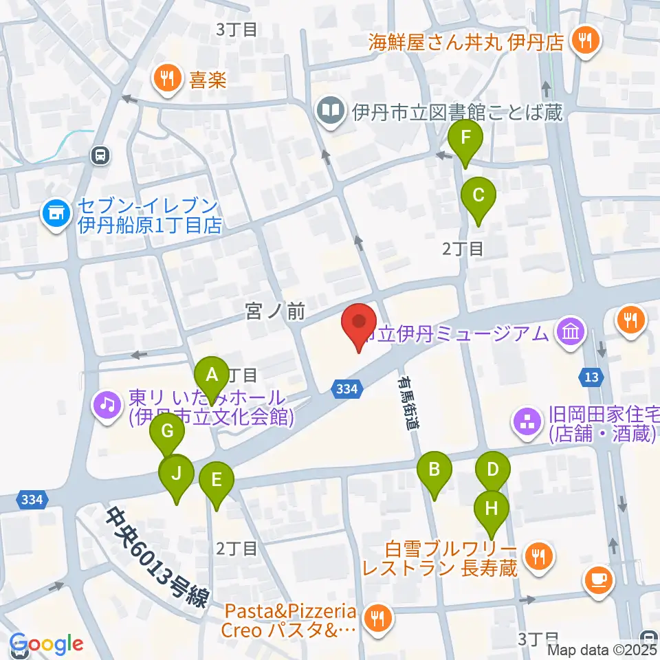 伊丹アイフォニックホール周辺の駐車場・コインパーキング一覧地図