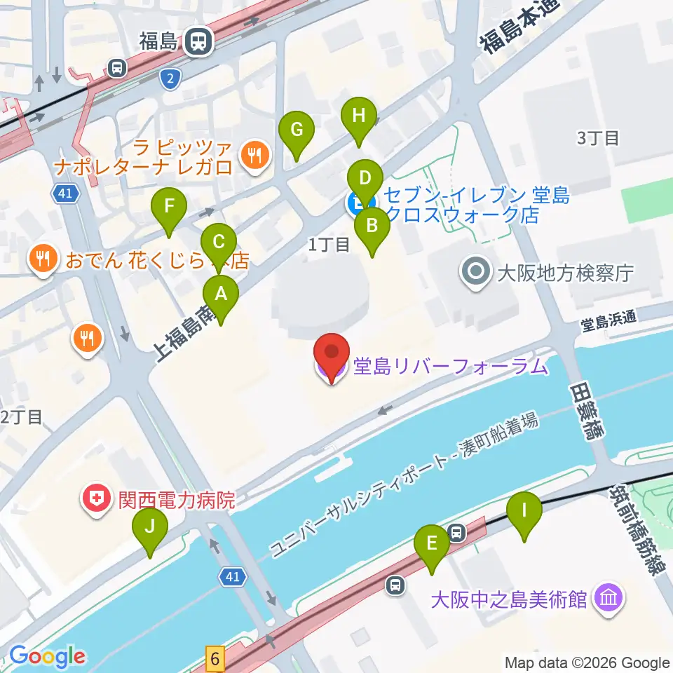 堂島リバーフォーラム 周辺の駐車場 コインパーキング一覧マップ