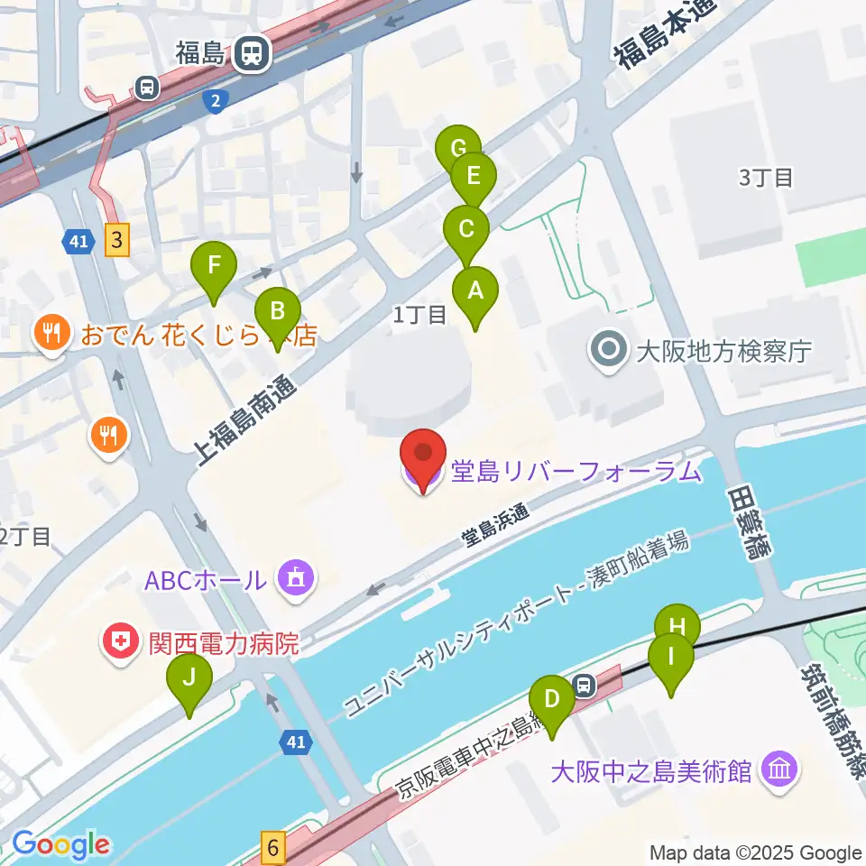 堂島リバーフォーラム周辺の駐車場・コインパーキング一覧地図