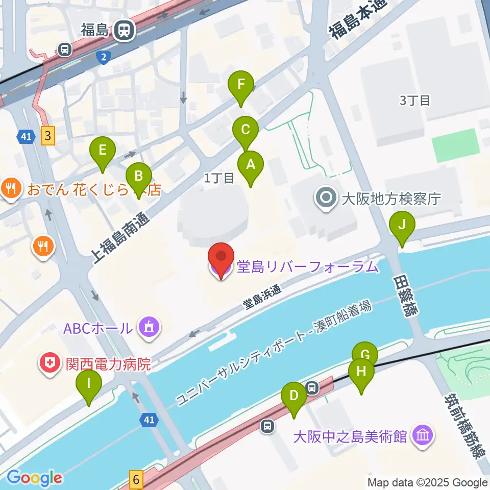 堂島リバーフォーラム周辺の駐車場・コインパーキング一覧地図