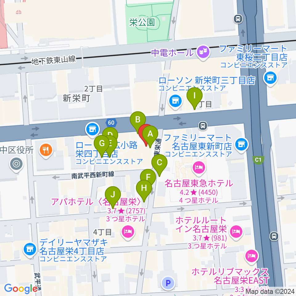 宗次ホール周辺の駐車場・コインパーキング一覧地図