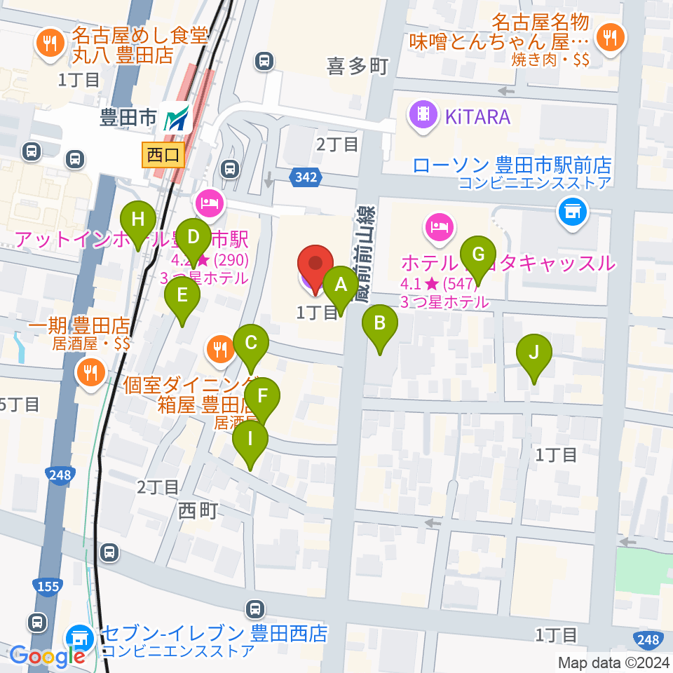 豊田市コンサートホール周辺の駐車場・コインパーキング一覧地図