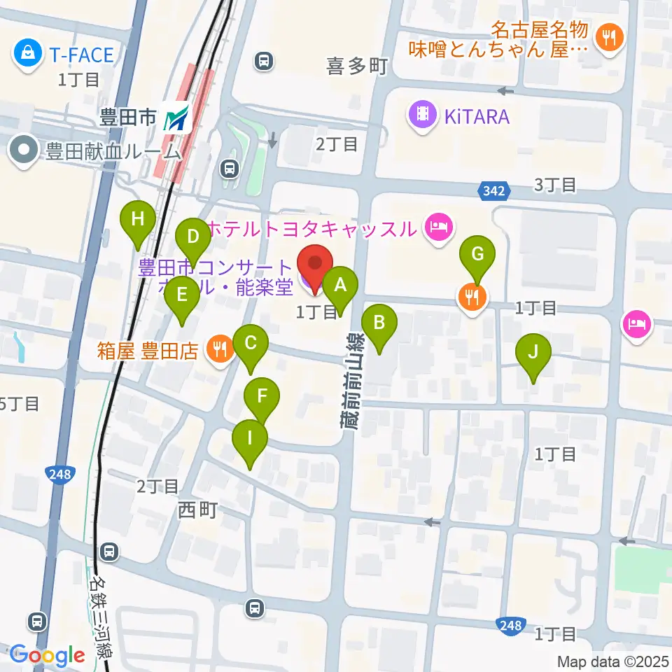 豊田市コンサートホール周辺の駐車場・コインパーキング一覧地図