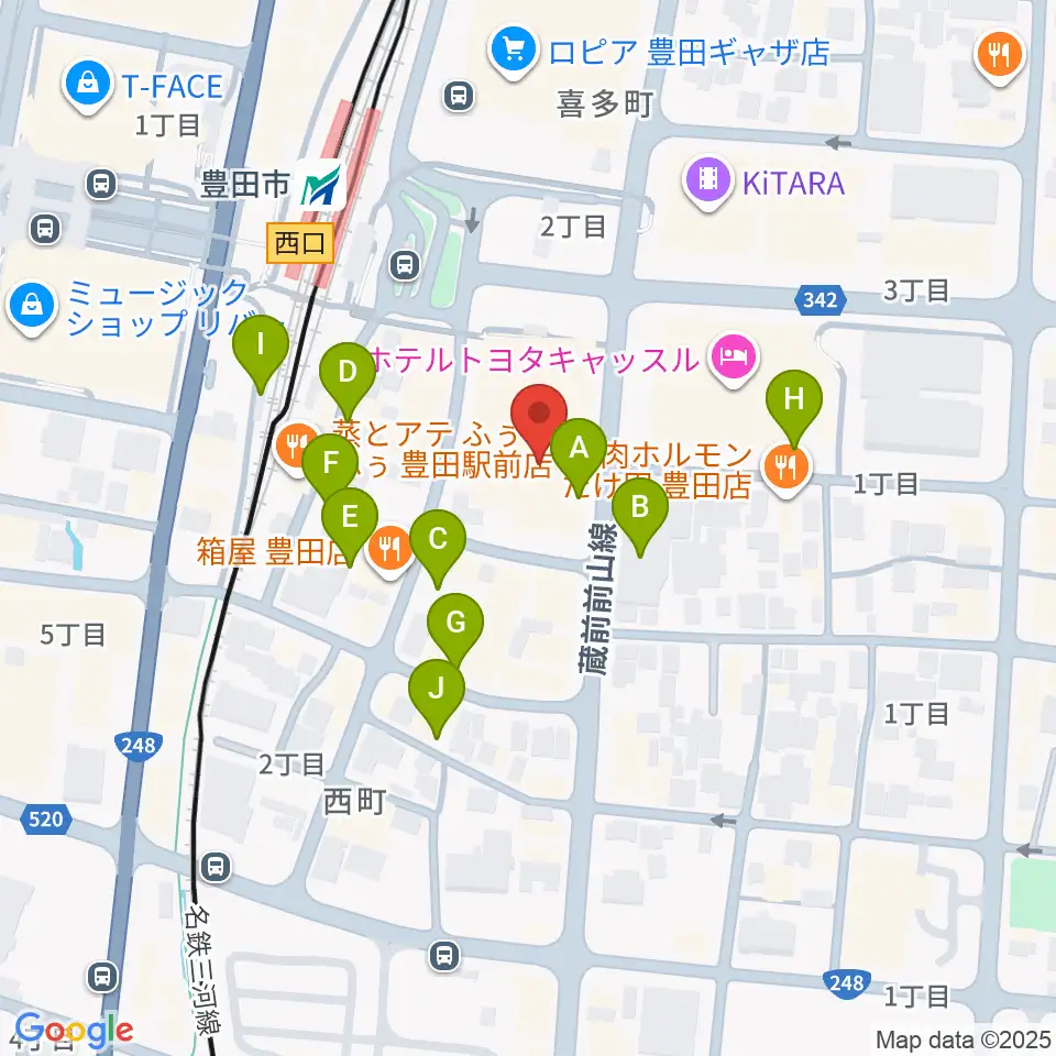 豊田市コンサートホール周辺の駐車場・コインパーキング一覧地図