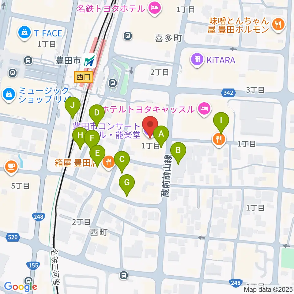 豊田市コンサートホール周辺の駐車場・コインパーキング一覧地図