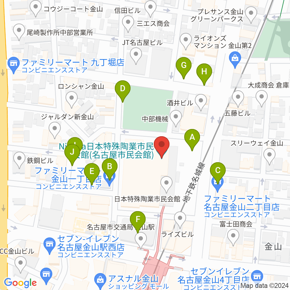 Niterra日本特殊陶業市民会館周辺の駐車場・コインパーキング一覧地図
