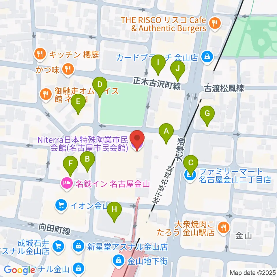 Niterra日本特殊陶業市民会館周辺の駐車場・コインパーキング一覧地図