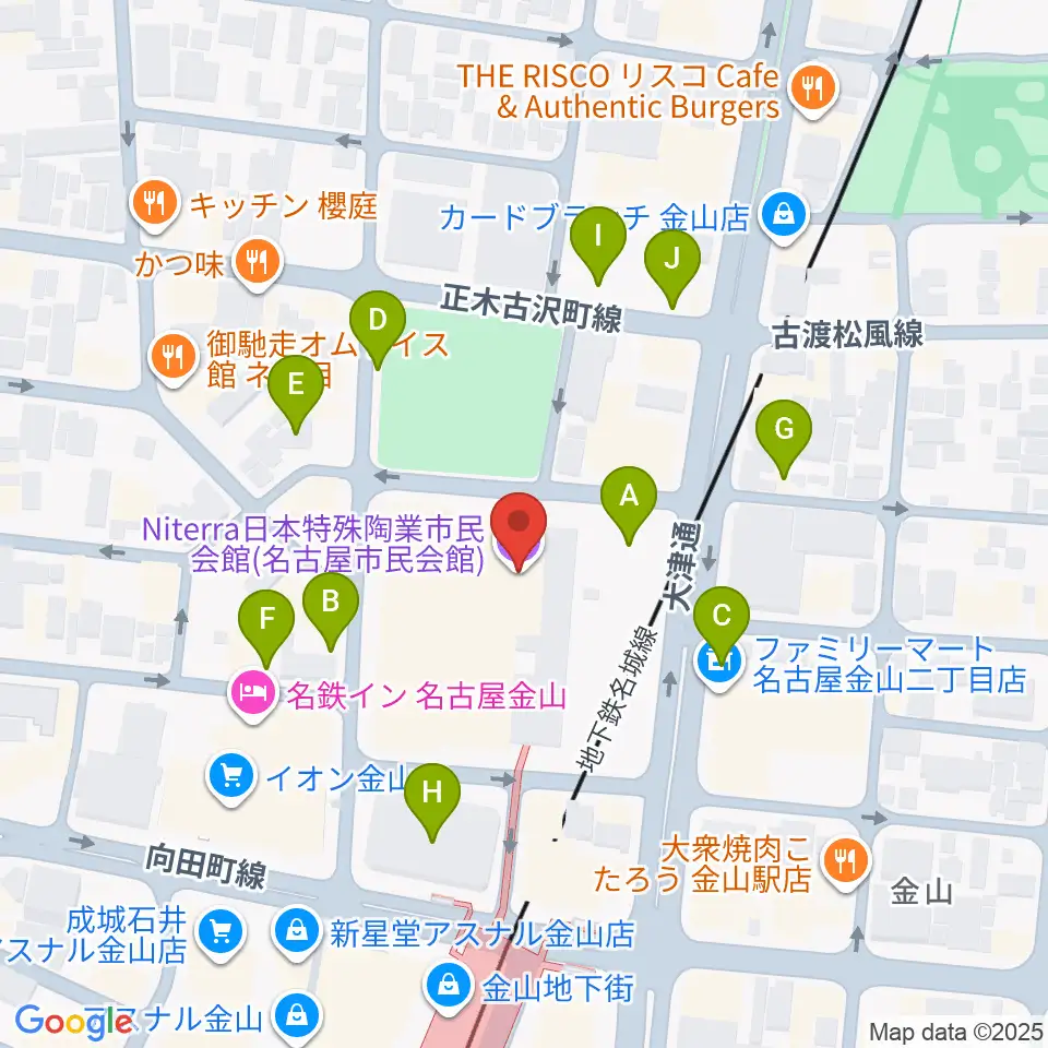 Niterra日本特殊陶業市民会館周辺の駐車場・コインパーキング一覧地図